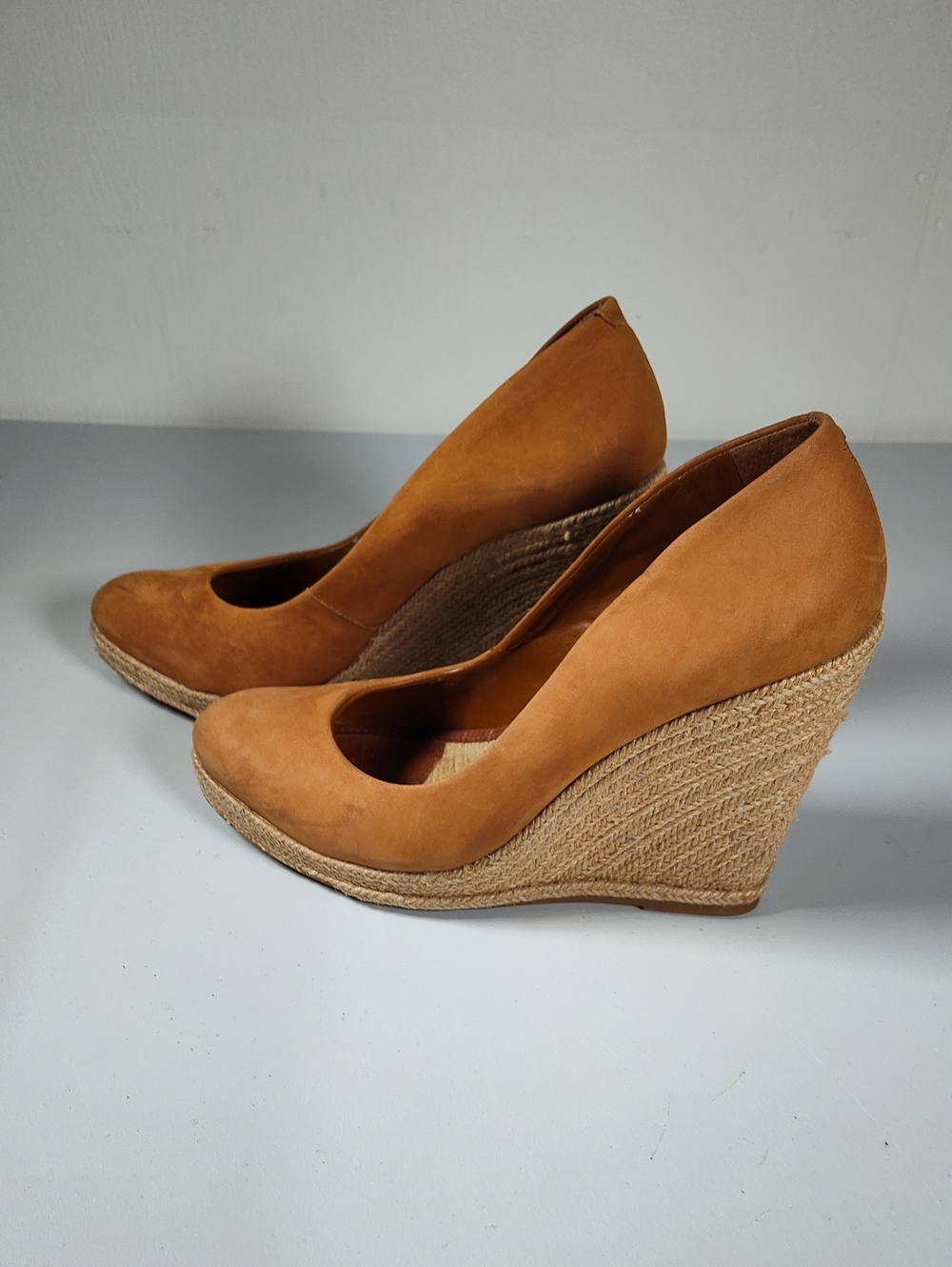 Schutz Ciara brown suede‎ high heel espadrille wedges 9